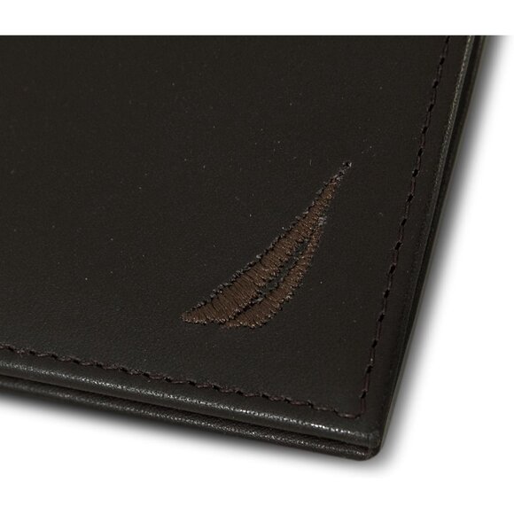 Nautica Men's Bifold Leather Brown Wallet RFID Blocking ID Window Card Slots - Picture 6 of 7